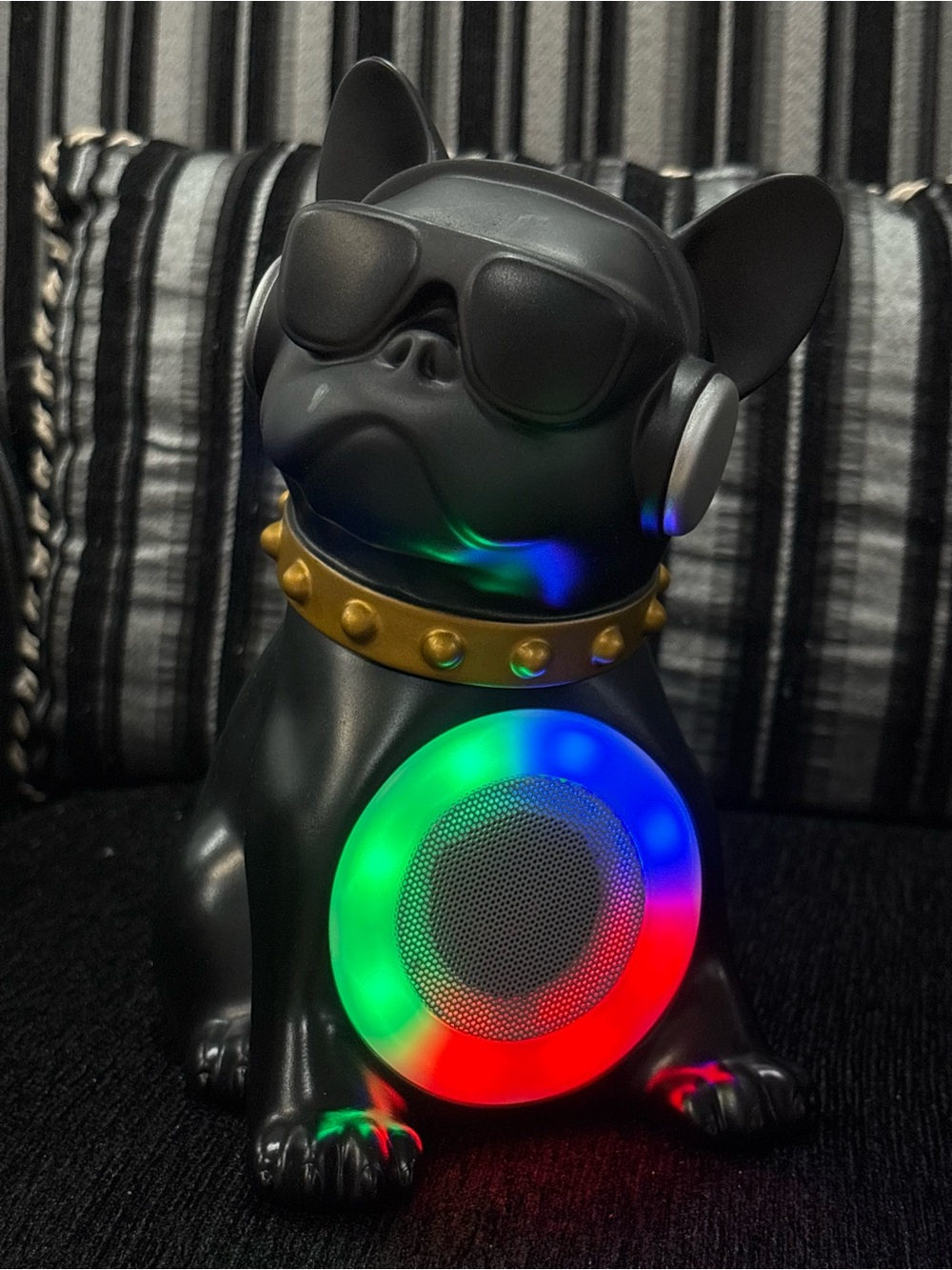 Black LED Bluetooth Speaker with Gold Collar - Picture 2 of 5